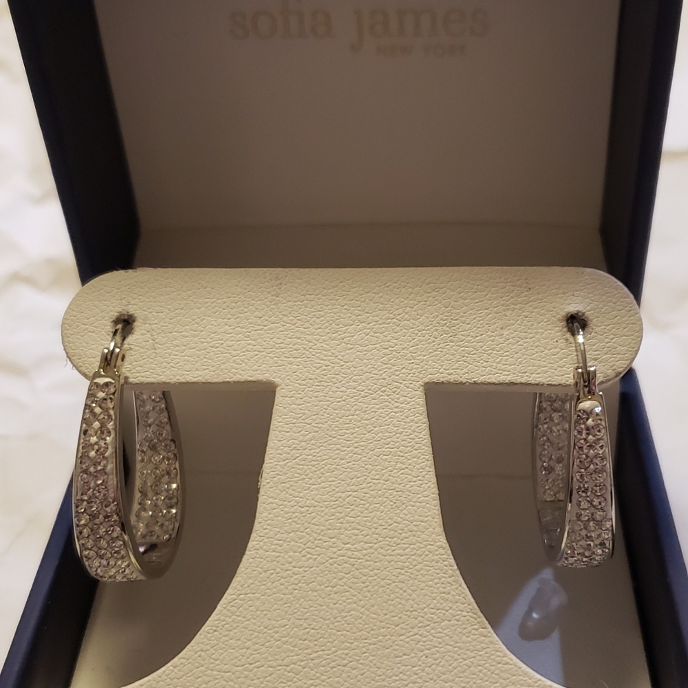 Sofia James silver plated oblong hoop earrings - Picture 7 of 7